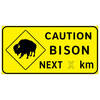 caution bison next ( x ) km