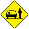 share the road - pedestrian & vehicles