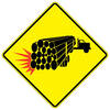 long overhang turning logging truck hazard - left