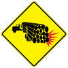 long overhang turning logging truck hazard - right
