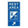 Rest Area, EV / Wi-Fi Symbol, Right 45° Arrow