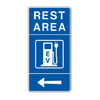 Rest Area, EV Symbol, Left Arrow