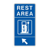 Rest Area, EV Symbol, Left 45° Arrow