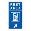 Rest Area, EV Symbol, Right 45° Arrow