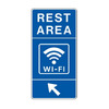 Rest Area, EV Symbol, Left 45° Arrow
