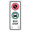 no stopping, busses permitted, bus stop with arrows