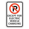 no parking except for electric vehicle charging