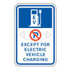 parking spots designated for vehicles requiring EV charging