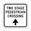 two stage pedestrian crossing ahead