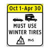 non commmercial vehicles must use winter tires from oct 1 - april 30