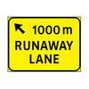 runaway lane ( xxx ) m - left angled arrow